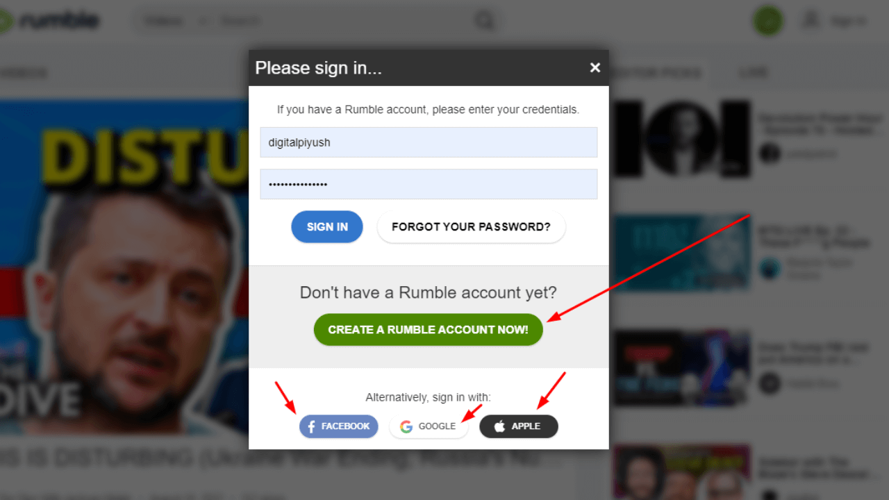 How to create an account on rumble?